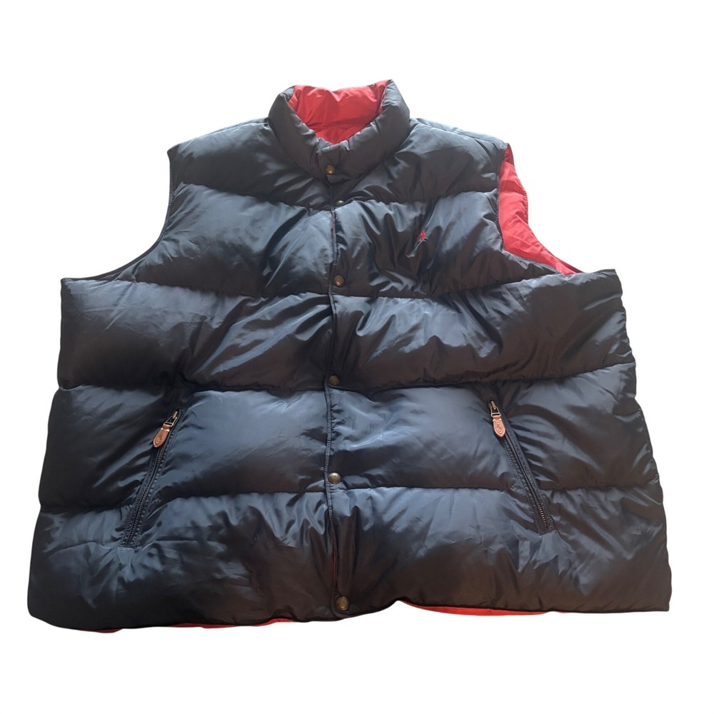 Polo Ralph Lauren Reversible Puffer Vest Navy Red Down Fill Mens 4XB Big & Tall
